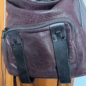 Leather Burgundy Color Shoulder Bag with crossbody strap